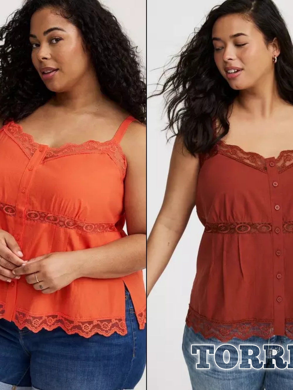 2-for-1 Torrid Lace-Trim Cami Tank - Orange & Brown